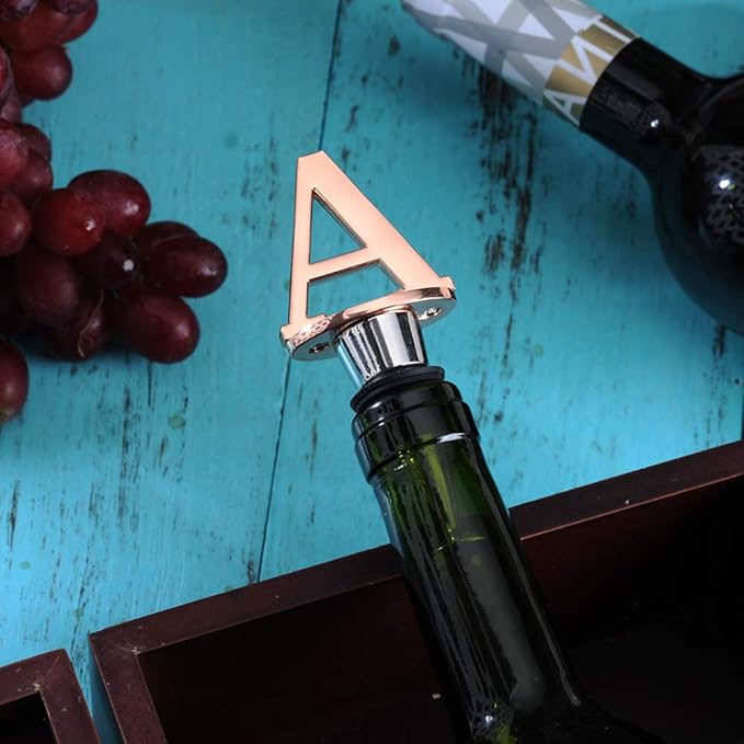 Miicol Wine Bottle Stopper, Prosecco Stopper, Rose Gold Wine Stopper, Personalised Champagne Stopper, Initial Wine Stopper, Funny Prosecco Gift, Wine Lovers Gift, Kitchen Decor, Letter A