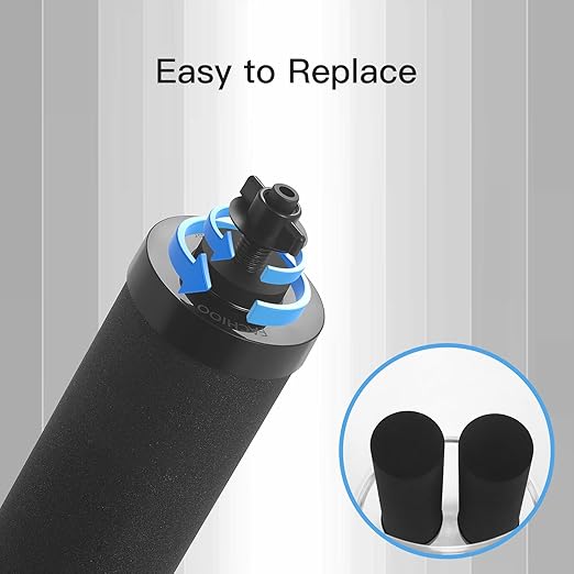 All Glass Water Purifier, Off Grid Home Emergency Water Filtration System - Gravity Fed Black Carbon Filter - 2.25 Gallon Water Filter- with 7 Inch Stand