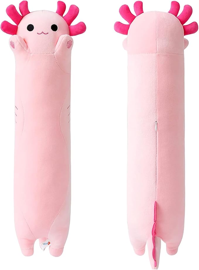 PEACH CAT Pink Long Axolotl Plush Pillow Toy Cute Axolotl Stuffed Animal for Girls and Boys 19.6"
