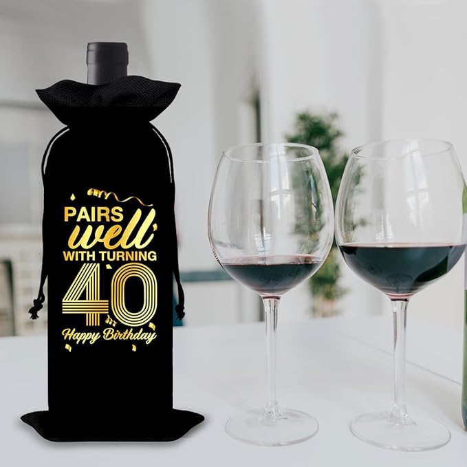 40th Birthday Gifts Wine Bag Congratulations Gifts for Women Men Parents Mom Dad Anniversary 1984 Birthday Wine Gift Bag