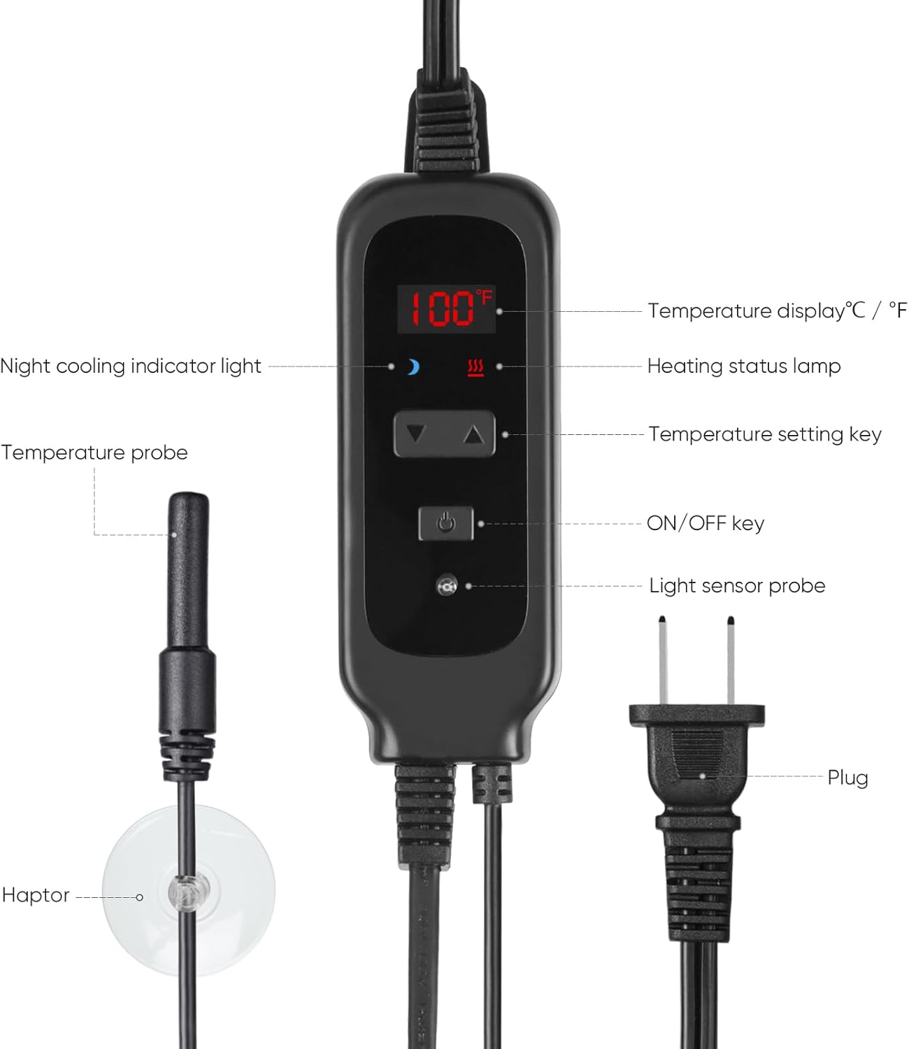 DXOPHIEX 8.5inch Reptile Heat Lamp with Thermostat, Reptile Light Fixture with Dimming Thermostat, Deep Dome Lamp Fixture with 150W Ceramic Heat Emitter for Bearded Dragon, Turtles, Snake and Lizard