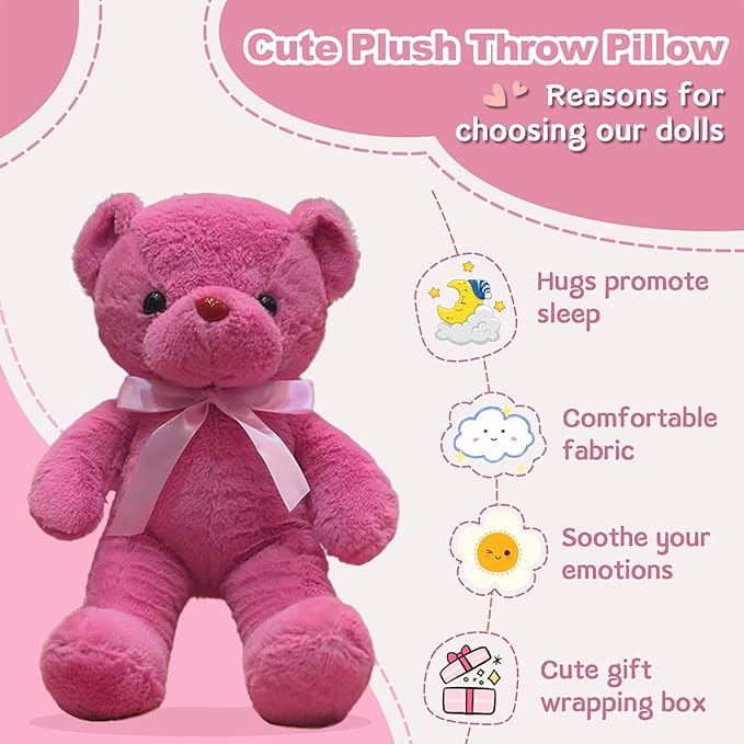 Teddy Bear Stuffed Animals 13.4" Soft Cuddly Stuffed Teddy Bear Plush Red Cute Plush Toys for Birthday Valentine’s Day Wedding Graduation Party