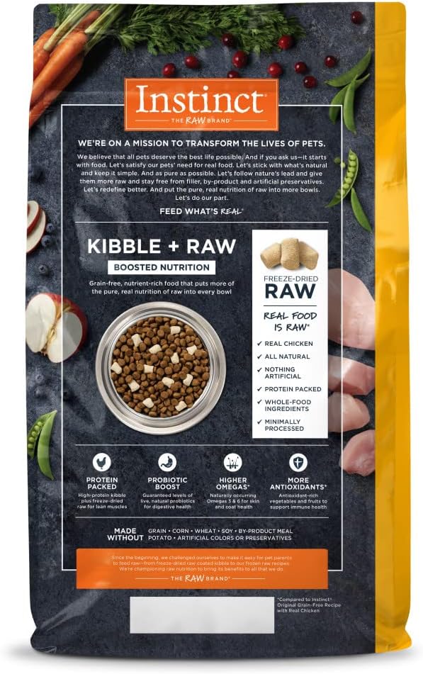 Instinct Raw Boost, Natural Dry Dog Food with Freeze Dried Pieces, High Protein, Grain Free Recipe - Real Chicken, 21 lb. Bag