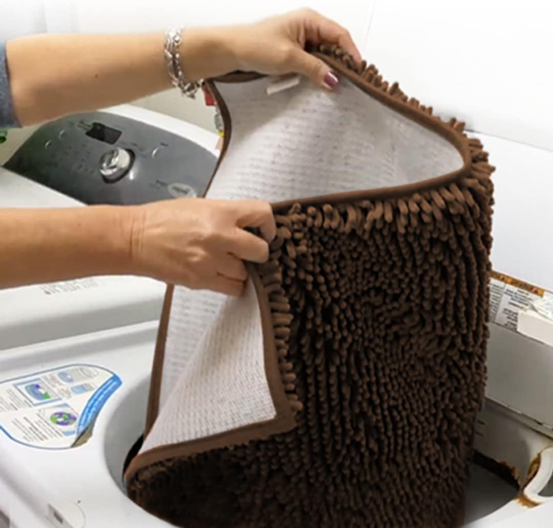 Muddy Mat® AS-SEEN-ON-TV Highly Absorbent Microfiber Door Mat and Pet Rug, Non Slip Thick Washable Area and Bath Mat Soft Chenille for Kitchen Bathroom Bedroom Indoor and Outdoor - Brown XXL 60"X48"