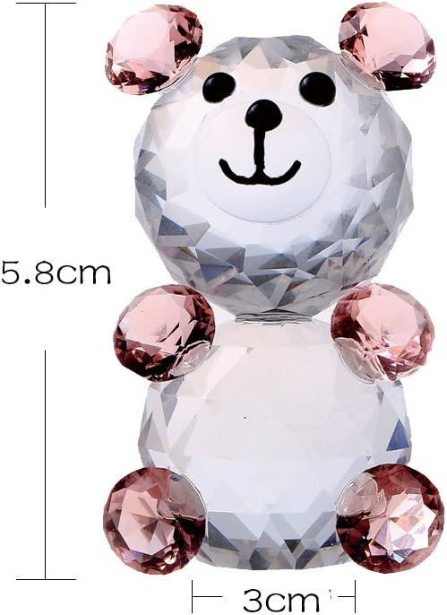H&D Pink 3D Little Bear Crystal Figurine Paperweights Glass Xmas Decor