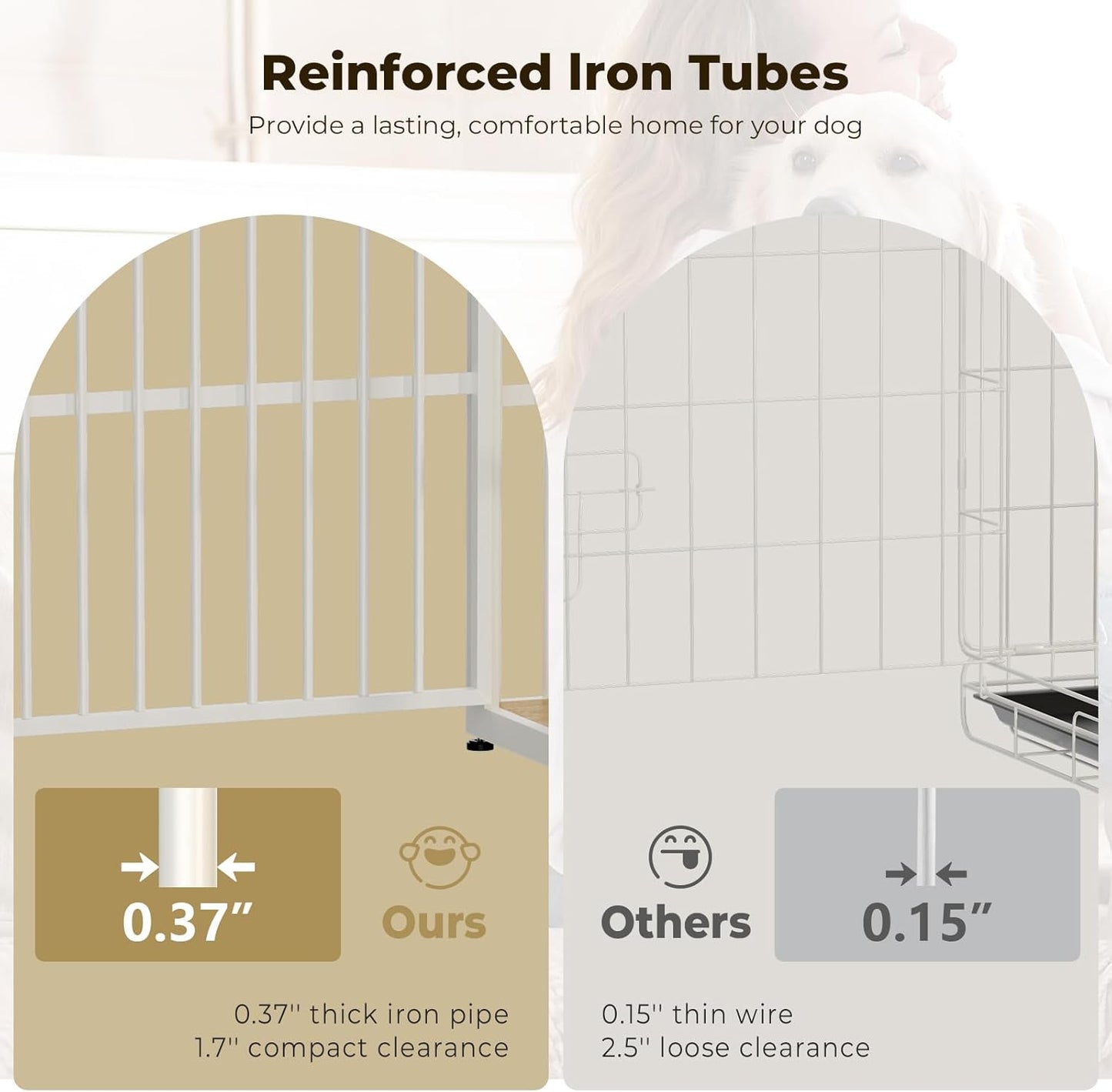 Lyromix 48'' XXL Dog Crate Furniture with 3 Doors,Wooden Crate End Table Heavy Duty Indoor Combination Cage for Medium to Large Dogs, Multiple Units Can be Combined, Natural Beech