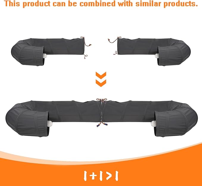 Cat Tunnel, 2-Way Collapsible Cat Tube with Interactive Peek-A-Boo Hole, Toy Ball, and Rope – Ideal for Indoor Cats, Kittens, and Rabbits (Dark Gray)