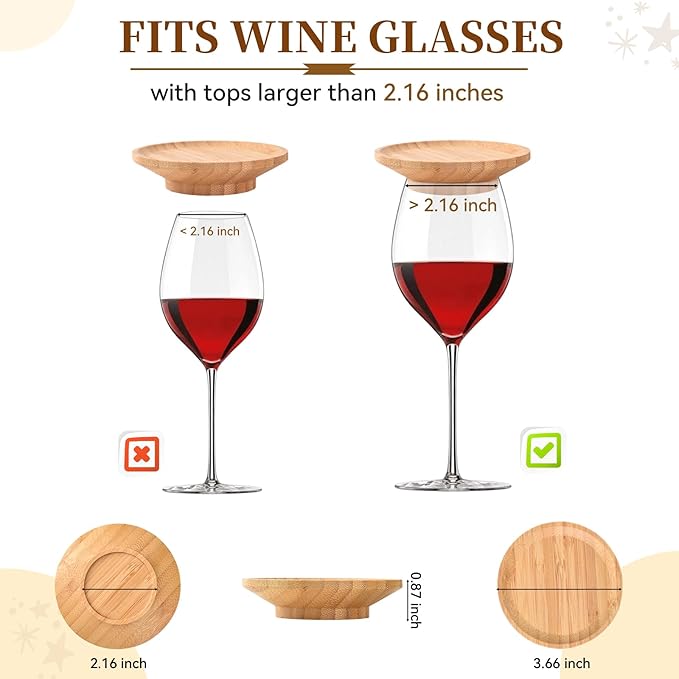 6 Pcs Wine Glass Charcuterie Topper, Wine Glass Topper Coasters Plate, Wine Glass Charcuterie Board Topper for Family Gatherings, Restaurants, Bars