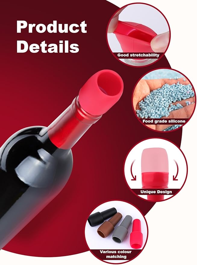 Mity rain Silicone Wine Stoppers Reusable 12pcs, Colorful Wine Stoppers for Wine Bottles, Bottle Stopper for Wine Champagne Beer Bottle (12)