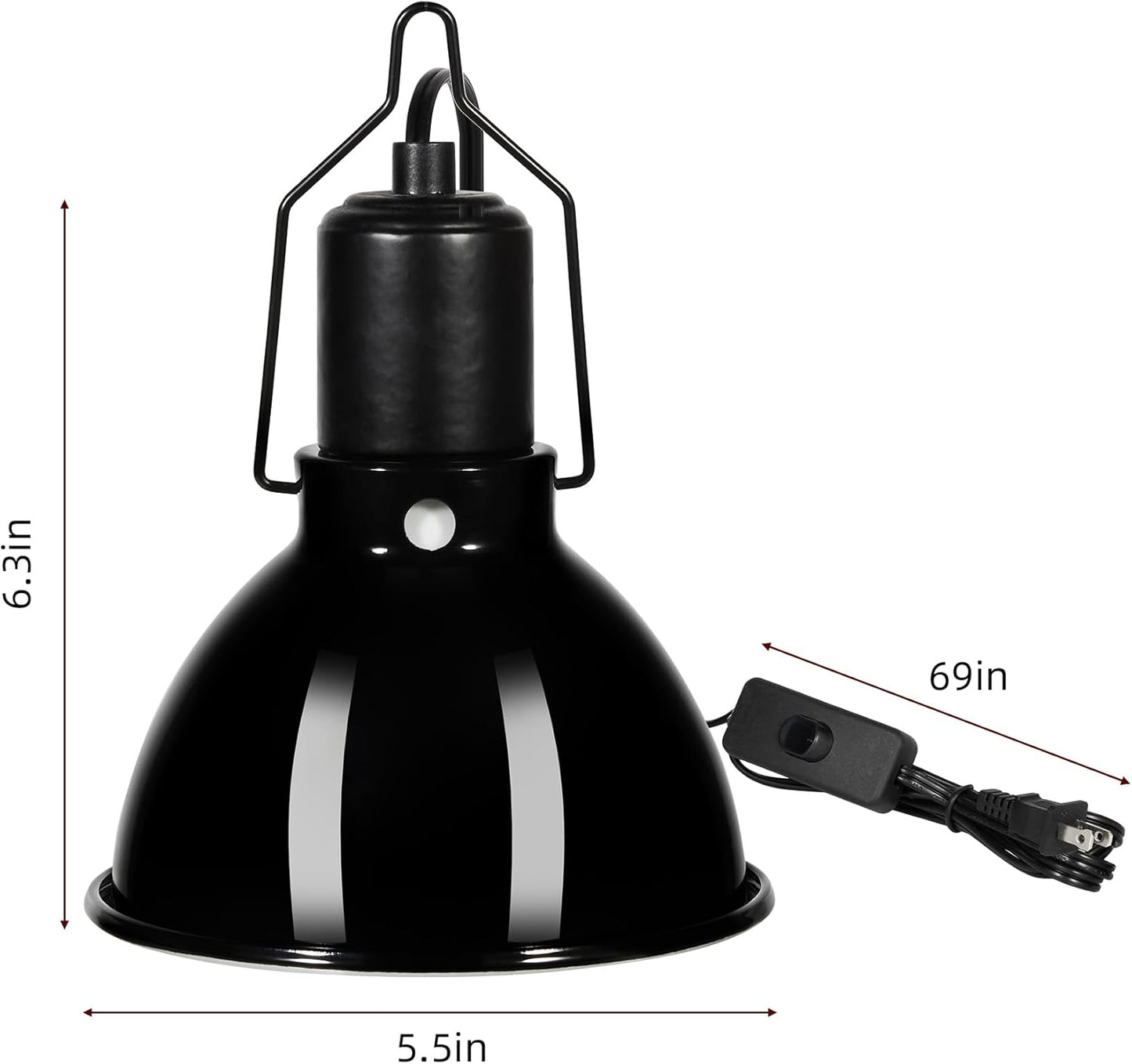 5.5 inch Dome Reptile Light Fixture Reptile Heat Lamp UVB Light Fixture for Bearded Dragon, Lizard, Hermit Crab, Turtle Tank and Terrarium（Max 100W）