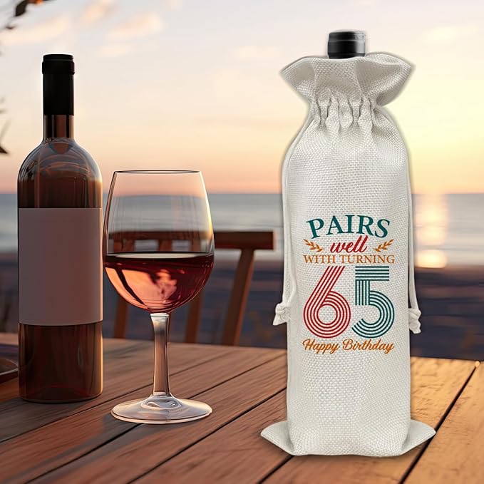 65th Birthday Gifts Wine Bag Congratulations Gifts for Women Men Parents Mom Dad Anniversary 1959 Birthday Wine Gift Bag