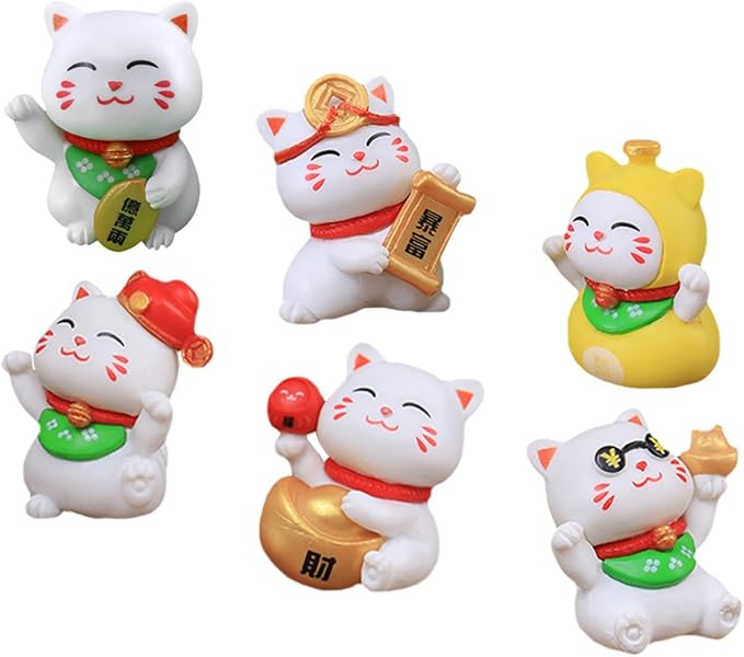 Yardwe 3sets Adorable Cat Figurines Kawaii Miniature Cat Statue Resin Craft for Home Outdoor Decor 6pcs*3