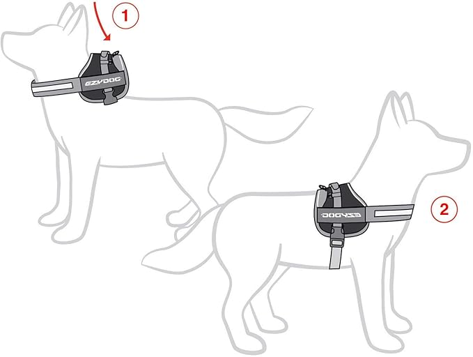 EzyDog Convert Dog Harness – Trail-Ready Rugged Harness for Walking, Hiking & Outdoors with Reflective Piping, Badge Attachment Points, Traffic Handle, & Comfort Lining (Large, Denim)