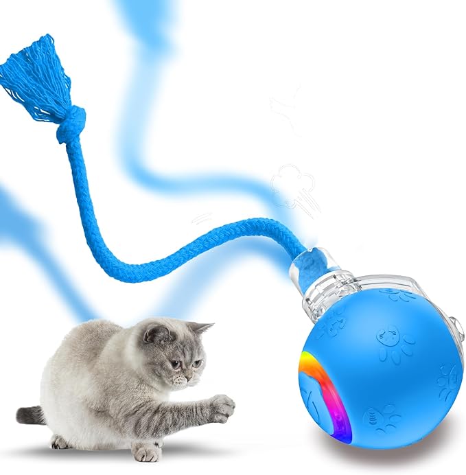Interactive Cat Toys for Bored Indoor Cats - Motion Activated Fun with RGB Lighting, 2 Speed Settings & 3 Modes - Perfect for Cats & Kittens! (Blue)
