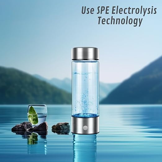 Hydrogen Water Bottle Generator - Up to 1800ppb Hydrogen Concentration - Rechargeable - Hydrogen Water Ionizer Machine with Gift Box, Silver