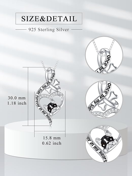 925 Sterling Sliver Yorkshire/Corgi/Labrador/Pug/Bulldog/Paw Print/Cross Necklace Cute Puppy Dog Necklace Jewelry Birthday Gifts for Women Girls Dog Lovers