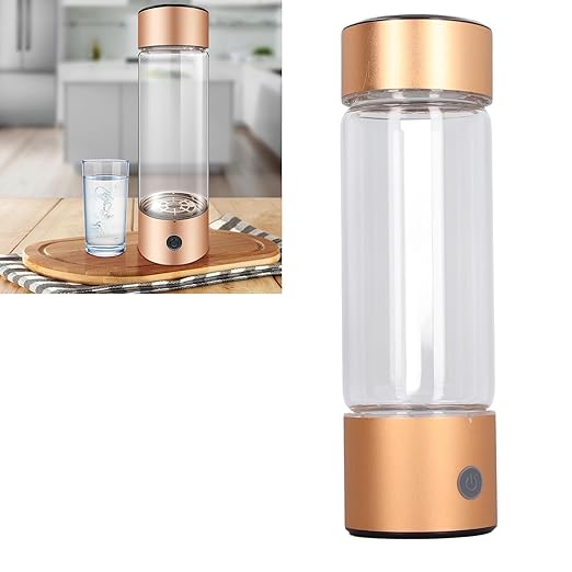 Hydrogen Water Bottle, 410ml Hydrogen Rich Water Generator with Nasal Inhalation Hose, Rechargeable Portable Glass Hydrogen Ionizer for Daily Fitness Drinking