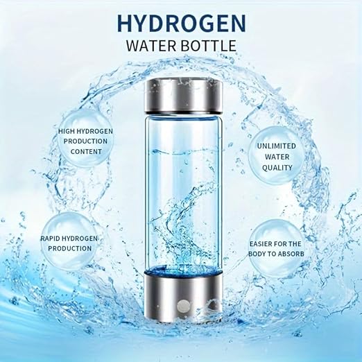 Hydrogen Water Bottle, Hydrogen Water Bottle Generator,3Min Quick Electrolysis,Can Produce A High Concentration of 1600 PPB Hydrogen, Suitable for Family Travel Back to School Supplies (Silver)