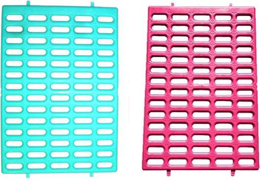 Saguaro Acres Rabbit and Small Animal Cage Resting Mat for Wire Floored Cages 2 Pack (Pink & Teal)