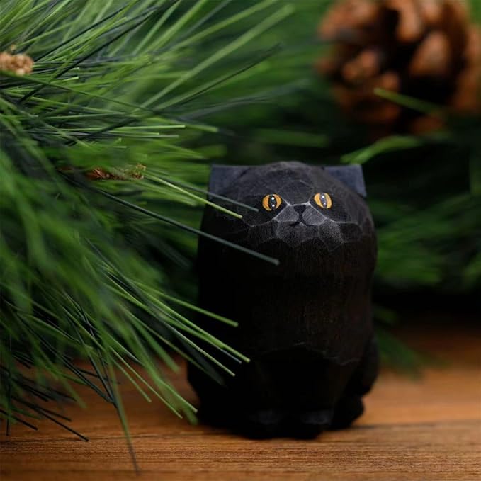 Handmade Black Cat Statue Artwork, Creative Statue Artwork for Home Decor, Unique Cat Figure Gift
