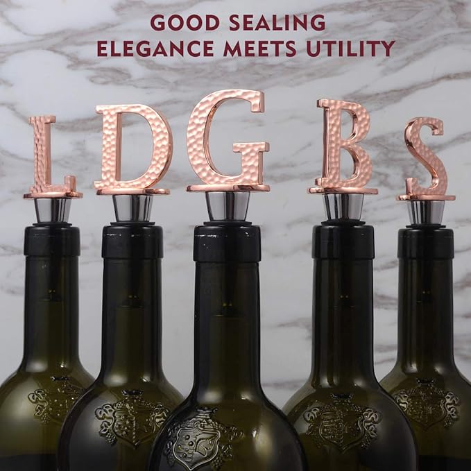 Miicol Wine Stopper, Prosecco Stopper, Wine Bottle Stopper, Personalised Champagne Stopper, Rose Gold Wine Accessories, Wine Lovers Gift, Monogram Gift, Letter G