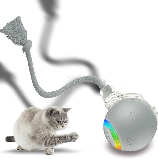 Interactive Cat Toys for Bored Indoor Cats - Motion Activated Fun with RGB Lighting, 2 Speed Settings & 3 Modes - Perfect for Cats & Kittens! (Gray)