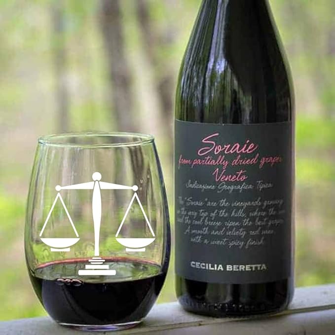 AGMDESIGN Stemless Wine Glass, 17 oz, Glass, Funny, Modern, Durable, Reusable, Hand Wash Only, Stemles, Letter Print, Wedding, Personal Use