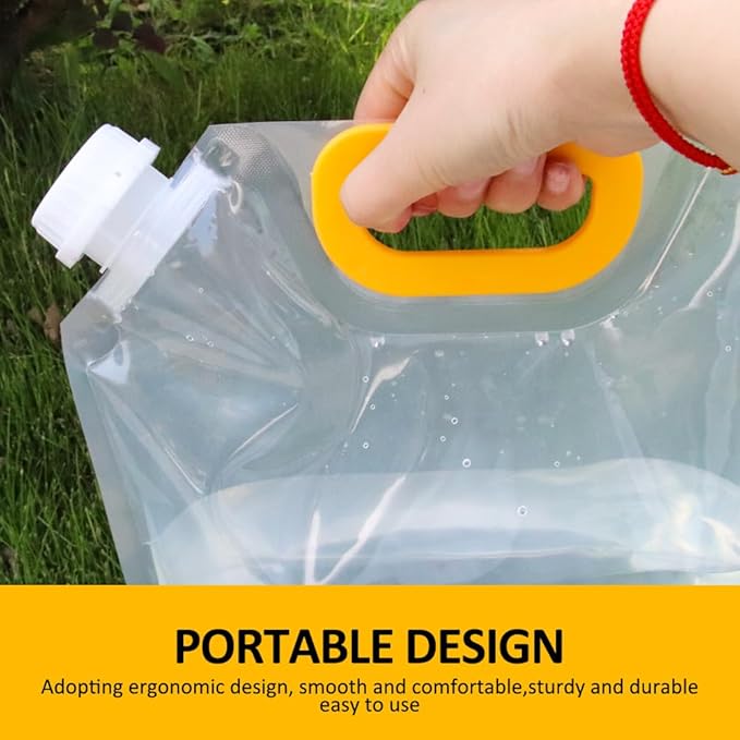MODUODUO Collapsible Water Jug Container Bag 5pcs Outdoor Folding Water Bag with Handle for Catered Events, Camping, or Hiking (0.67 gal)