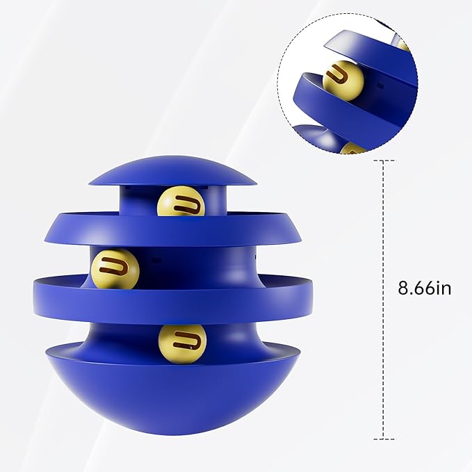 Roly-Poly Round Interactive Toy for cat,Wobbling Tumbler Toys with Bell Toy for Indoor Cats Blue Orange