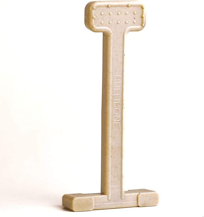 Bullibone Nylon Dog Chew Toy Nylon Bone - Improves Dental Hygiene, Easy to Grip Bottom, and Permeated with Flavor (Peanut Butter, Large - Single)