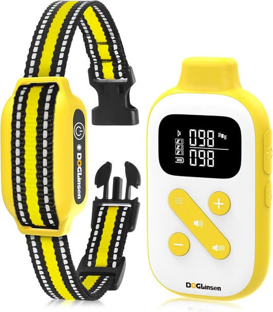 No Shock Dog Training Collar, Vibrating Dog Collar with Remote 2800Ft, Vibration Collar for Puppy Small Medium Large Dogs - No Prongs (Yellow)