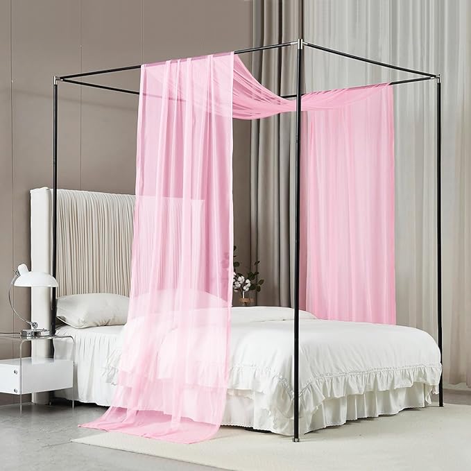 Akiky Bed Canopy for Girls Pink Sheer Canopy Bed Curtains Sheer Scarf Valance 1 Canopy Panel King Size Bed Scarf Drapes décor