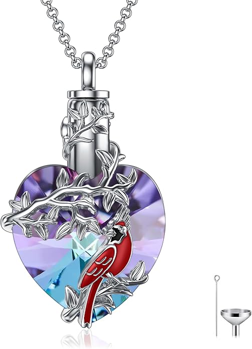 Animal Crystal Urn Necklace For Ashes Sterling Silver Butterfly Dragonfly Bee Phoenix Peacock Hummingbird Fox Angel Wing Pentagram Pentacle Cremation Necklace Heart Teardrop Urn Holder Necklaces For Women Memorial Jewelry