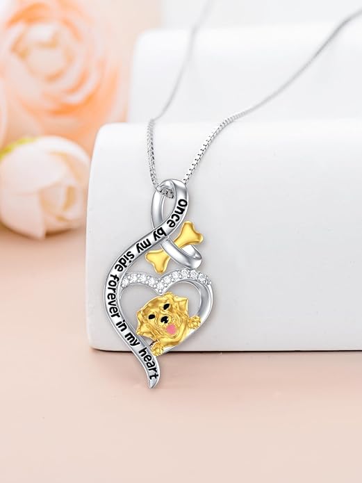 925 Sterling Sliver Yorkshire/Corgi/Labrador/Pug/Bulldog/Paw Print/Cross Necklace Cute Puppy Dog Necklace Jewelry Birthday Gifts for Women Girls Dog Lovers