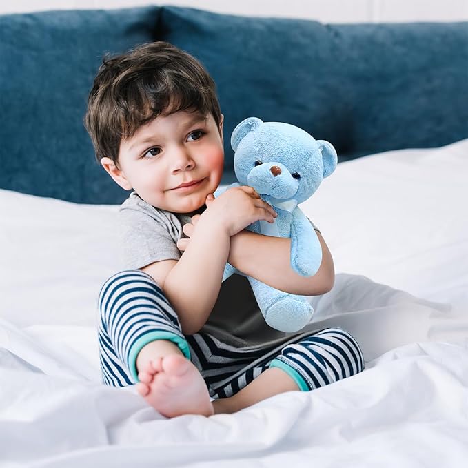 Blue Teddy Bear Stuffed Animals 13.4 inch Soft Small Teddy Bear Cute Cuddly Stuffed Plush Toys for Birthday Valentine’s Day Wedding Graduation Party