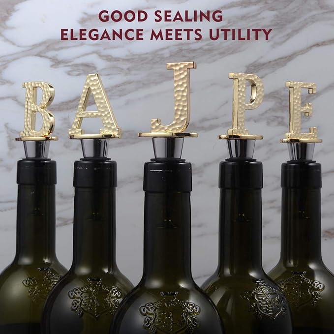 Miicol Wine Bottle Stopper, Prosecco Stopper, Gold Wine Stopper, Personalised Champagne Stopper, Initial Wine Stopper, Funny Prosecco Gift, Wine Lovers Gift, Kitchen Decor, Letter J