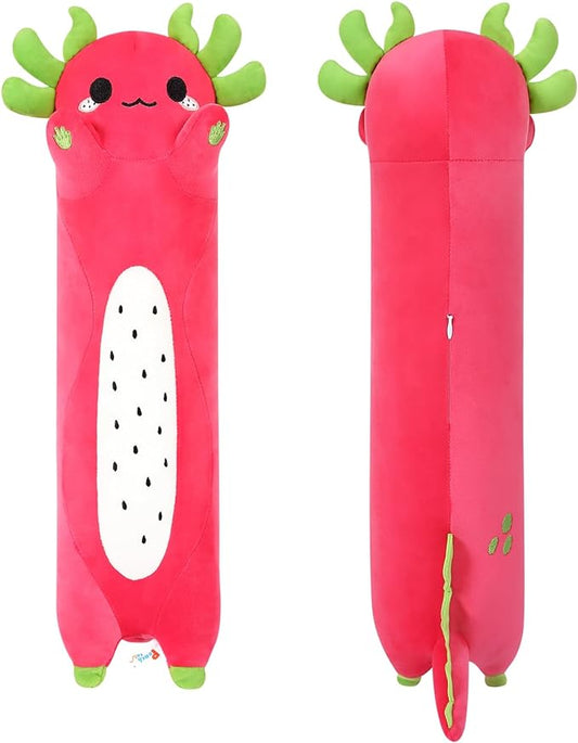PEACH CAT Long Dragon Fruit Axolotl Stuffed Animal Kawaii Pitaya Axolotl Plush Pillow Toy for Girls and Boys 34"
