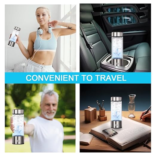 Hydrogen Water Bottle,Portable Hydrogen Water Generator Machine, Improve Water in 3 Minutes Quick Electrolysis, Suitable for Home, Office, Travel, Daily Drinking (Silver)