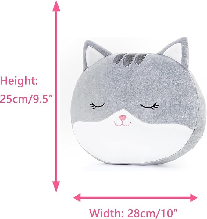 Lazada Kids Pillow Cat Plush Pillows Toy Soft Gift Baby Girl Gifts Gray 10 Inches…