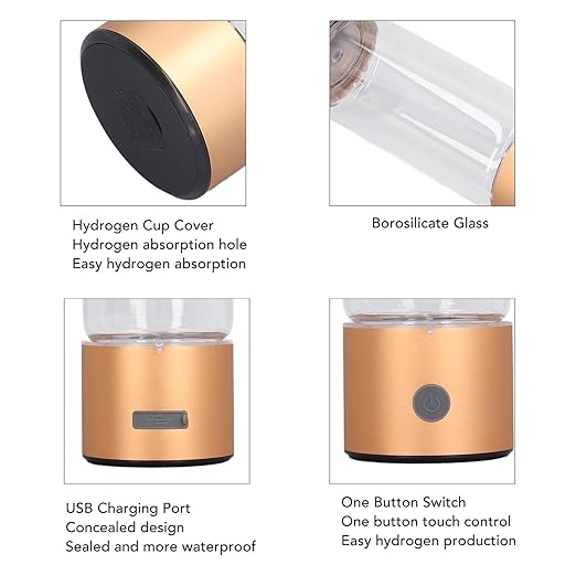 Hydrogen Water Bottle, 410ml Portable Hydrogen Water Bottle Generator, 3Min Quick Electrolysis, Water Ionizer Machine with Nasal Hose, for Daily Drink