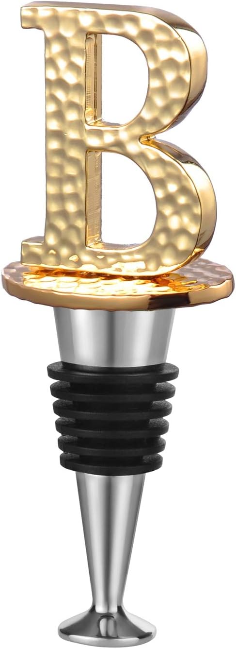 Miicol Wine Stopper, Prosecco Stopper, Wine Bottle Stopper, Personalised Champagne Stopper, Gold Wine Accessories, Wine Lovers Gift, Monogram Gift, Letter B