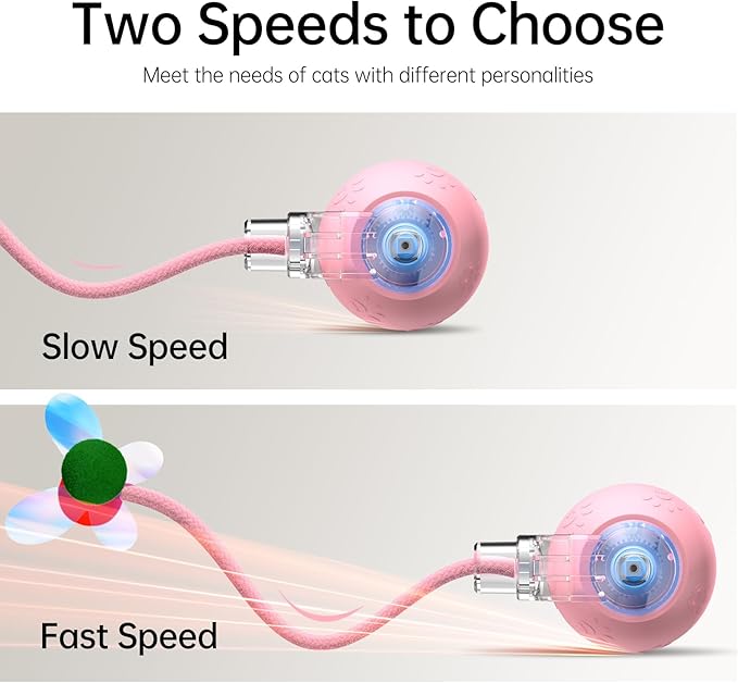 Interactive Cat Toys for Indoor Cats - Kitten Toy with Speedy Tail 2.0, Automatic Cat Toys for Bored Indoor Adult Cats, Motion-Activated, 2025 New Upgraded, USB Rechargeable (Pink)