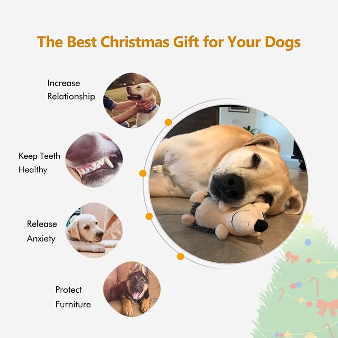 Dog Squeaky Toys, Durable Stuffed Crinkle Plush Dog Chew Toys for Puppy Teething, Interactive Dog Toys for Small, Medium and Large Dogs (Grey+Yellow, Hedgehogs)