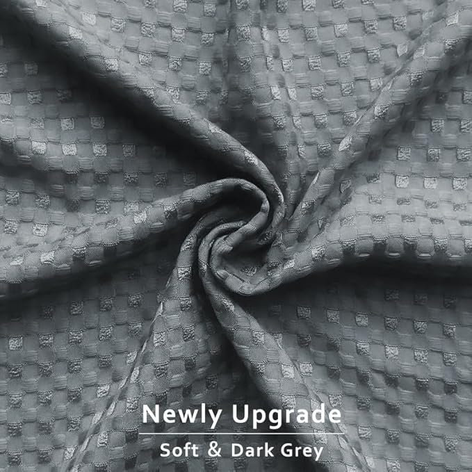 MIYE Pleated Waffle Weave Bed Skirt, Tailored Dust Ruffle 18 Inch Drop Easy Fit, Machine Washable (Dark Grey,Cal King - 18" Drop)
