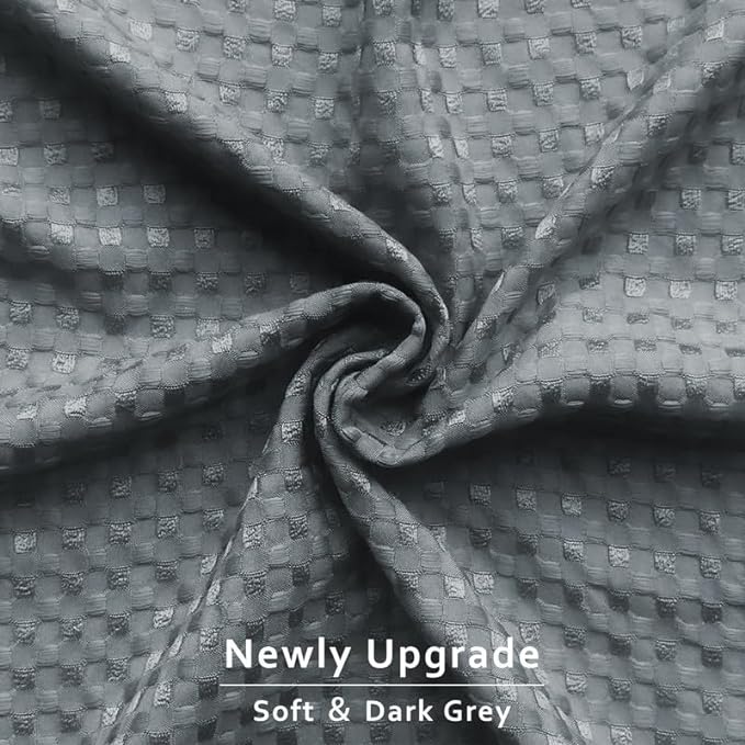 MIYE Pleated Waffle Weave Bed Skirt, Tailored Dust Ruffle 22 Inch Drop Easy Fit, Machine Washable (Dark Grey, Queen - 22" Drop)