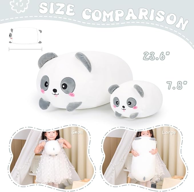 AIXINI 35.5 inch Cute Panda Plush Stuffed Animal Cylindrical Body Pillow,Super Soft Cartoon Hugging Toy Gifts