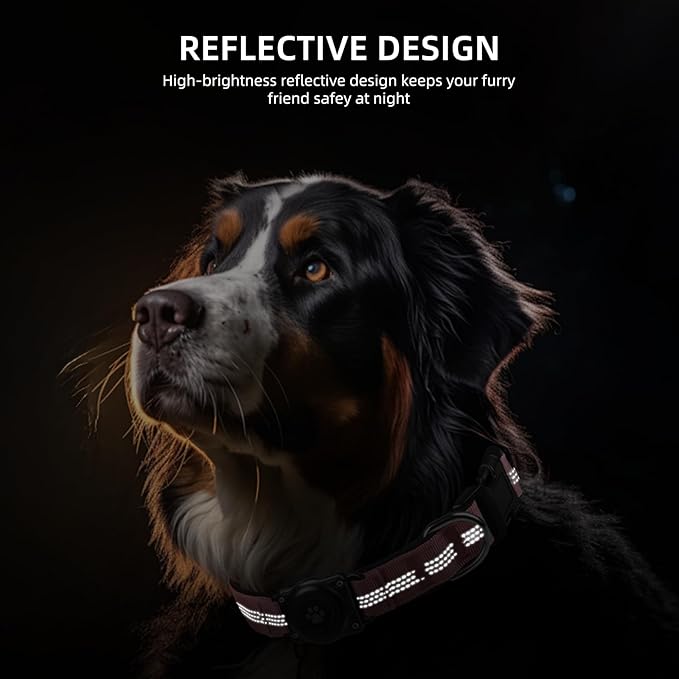 Upgraded AirTag Dog Collar, IP68 Waterproof Air Tag Dog Collar Holder, Reflective, Ultra-Durable, Comfortable Padded, Heavy Duty Dog Collars for Small Medium Large Dogs (L (14.8"-20.3"), Pink)