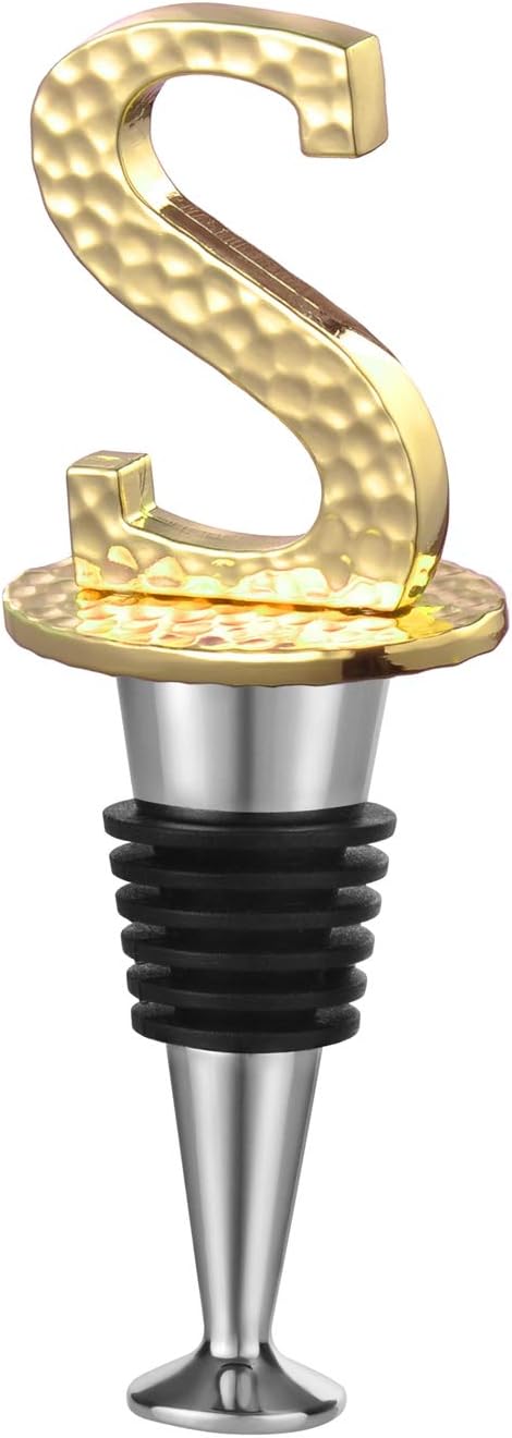 Miicol Wine Bottle Stopper, Prosecco Stopper, Gold Wine Stopper, Personalised Champagne Stopper, Initial Wine Stopper, Funny Prosecco Gift, Wine Lovers Gift, Kitchen Decor, Letter S