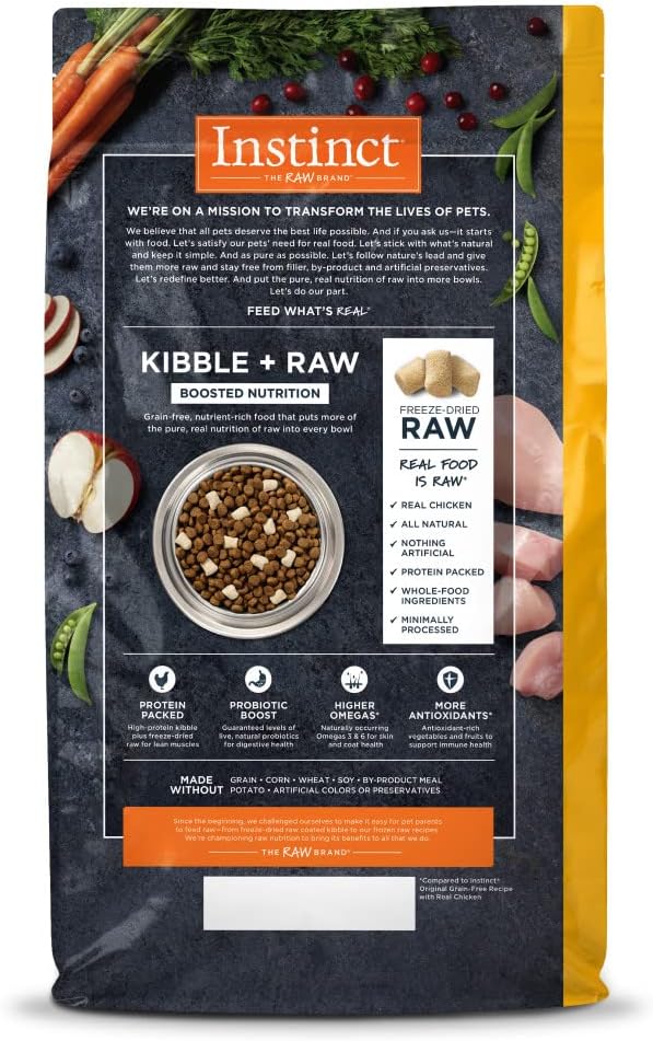 Instinct Raw Boost, Natural Dry Dog Food with Freeze Dried Pieces, High Protein, Grain Free Recipe - Real Chicken, 4 lb. Bag