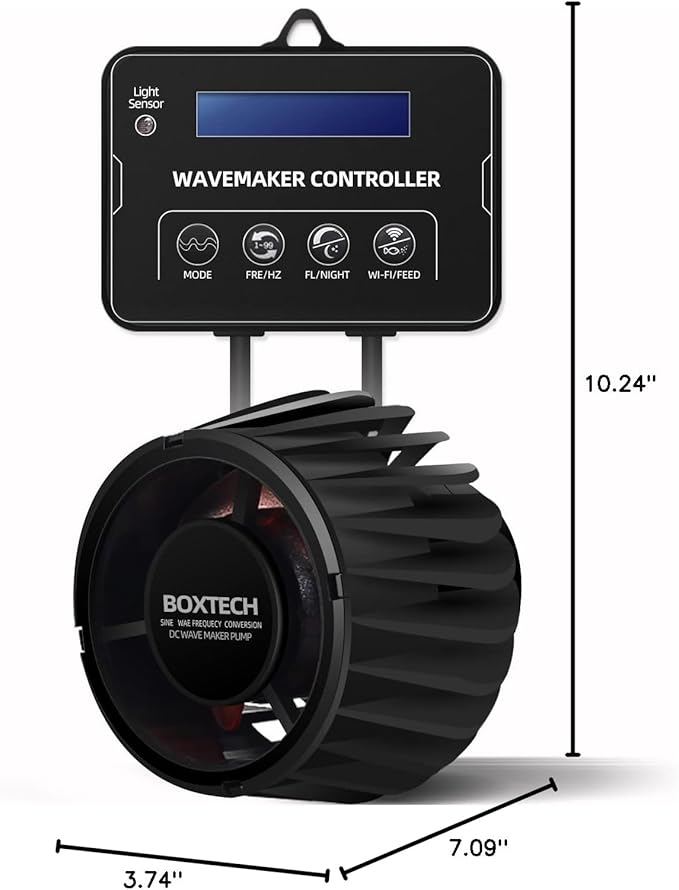Aquarium Wave Maker With Controller, 3400 GPH DC Circulation Pump, Ultra-Quiet Fish Tank Powerhead with Magnetic Mount Suction for 60-120 Gal Freshwater Saltwater Tank
